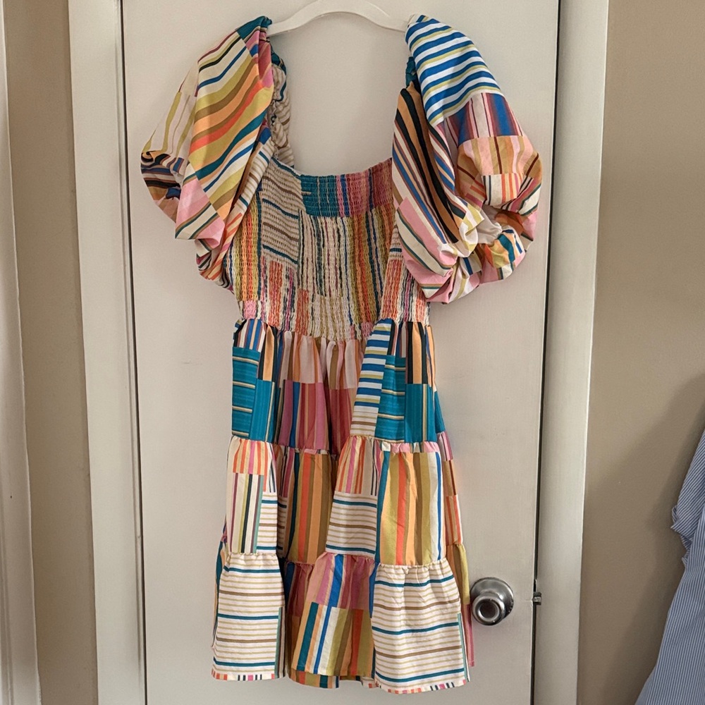 Entro Patchwork striped dress Large